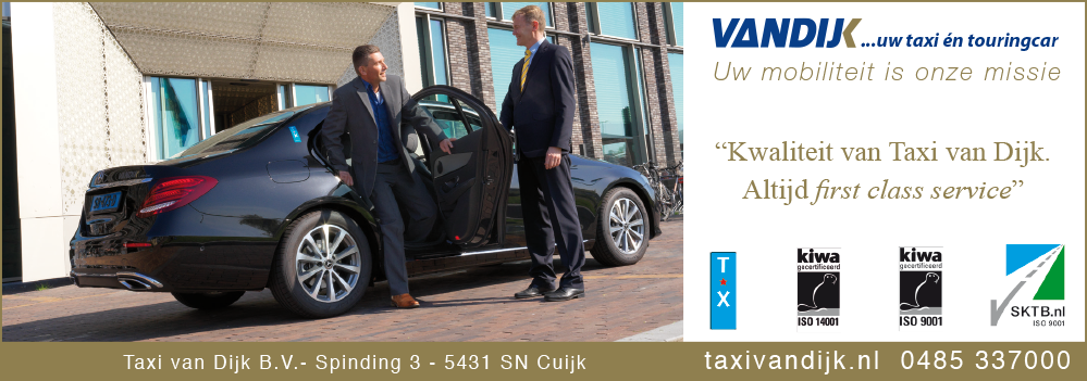 Advertentie Taxi Touringcar van Dijk Vip Taxi Portfolio reclamebureau Nijmegen